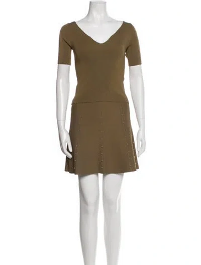 Pre-owned Sandro Beaded Accents Skirt Set In Green