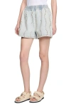 Sandro Beaded And Rhinestone Denim Shorts In Light Bu Jean