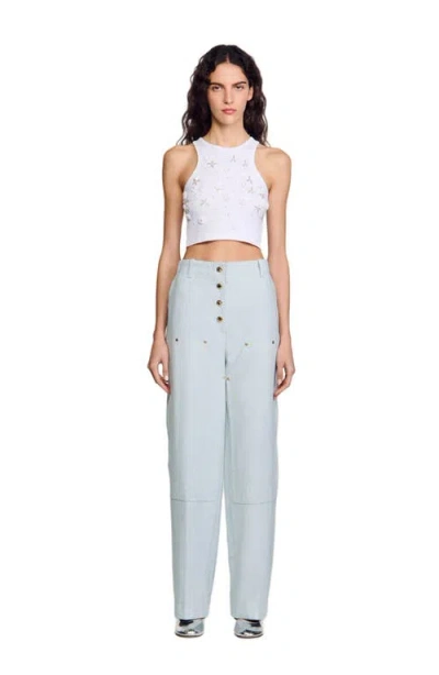 SANDRO SANDRO BEADED AND RHINESTONE TANK TOP