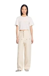 Sandro Womens Beaded Cropped Cotton T-shirt Naturels In White