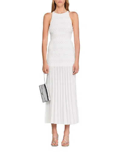 Sandro Beaded Dress In White
