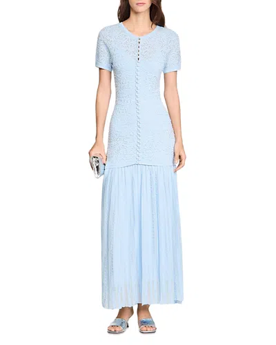 Sandro Beaded Knit Maxi Dress In Blue