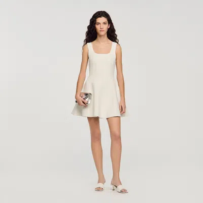 Sandro Beaded Knit Mini Dress In White