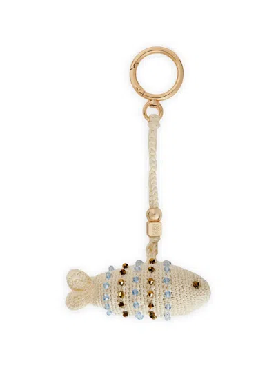 Sandro Bead-embellished Fish-shape Bag Charm In Neutral