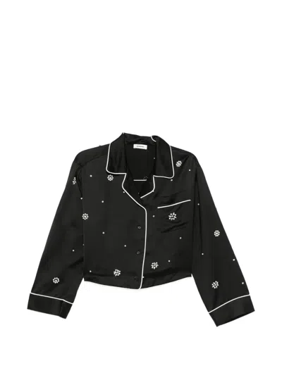 Sandro Bead-embellished Piped Shirt In Black