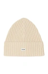Sandro Ribbed Knit Cuffed Beanie In Ficelle