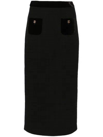 Sandro Beckham Tweed Midi Skirt In Black