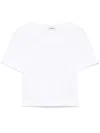 Sandro Womens Logo-embroidered Waffle-textured Cropped Cotton T-shirt Naturels In White