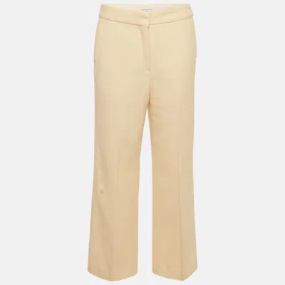 Pre-owned Sandro Beige Tweed Straight-leg Trousers L In Sand