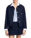 Sandro Belleville Cropped Jacket In Navy Blue