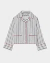 Sandro Bellissima Striped Button-front Shirt In Blue / Ecru