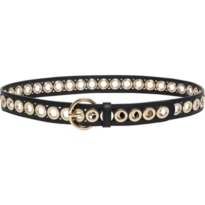 Sandro Belt With Round Buckle And Eyelets In Black