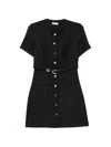 Sandro Belted Button-front Mini Dress In Black