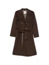 Sandro Belted Double-breasted Coat In Brown