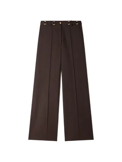 Sandro Belted Straight-leg Trousers In Brown