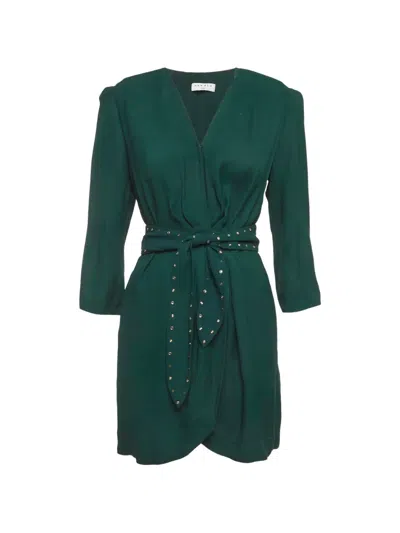 Pre-owned Sandro Belted Wrap Dress In Green