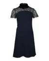 Sandro Beria Dress In Navy Blue Polyester In Blue