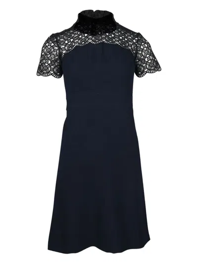 Pre-owned Sandro Beria Short Sleeve Dress In Blue