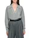 Sandro Open Polo-collar Neck Sweater In Gray