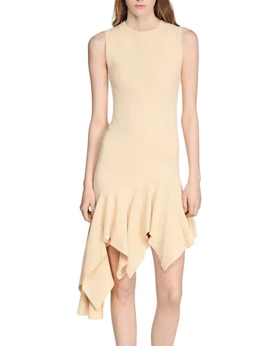 Sandro Biancona Asymmetric Knit Dress In Gold