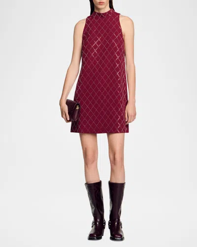 SANDRO BIJOUX STUDDED MINI DRESS