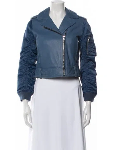 Pre-owned Sandro Biker Jacket In Blue