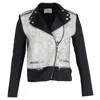 Sandro Biker Jacket In Grey Leather In Grey