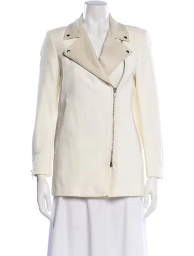 Pre-owned Sandro Biker Jacket In White