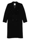 Sandro Wool-blend Double-breasted Coat In Black