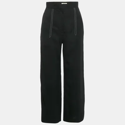 Pre-owned Sandro Black Contrast Stitch Gabardine Trousers Xs