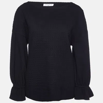 Sandro Black Cotton Lolipop Balloon Sleeve Top