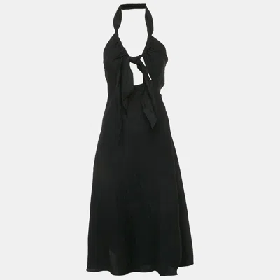 Pre-owned Sandro Black Crepe Tied Backless Dress S