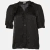 Sandro Black Floral Patterned Satin Top In Black