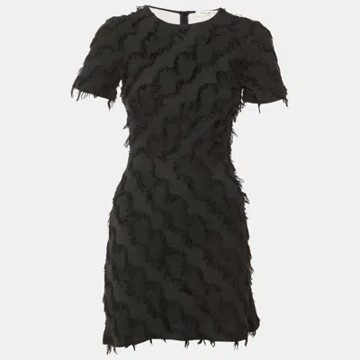 Sandro Black Fringed Cotton & Silk Mini Dress