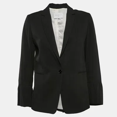 Pre-owned Sandro Black Gabardine Single Breasted Blazer M