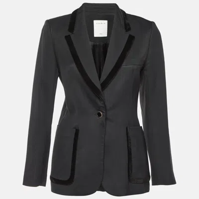 Sandro Black Gabardine Tailored Jacket