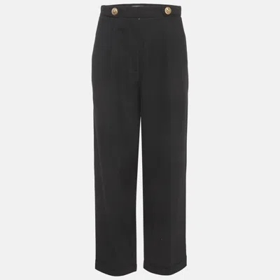 Pre-owned Sandro Black Gabardine Tosca Straight-leg Trousers S