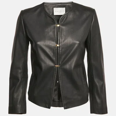 Pre-owned Sandro Black Hook Leather Jacket S