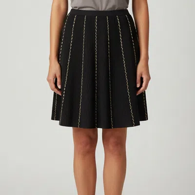 Pre-owned Sandro Black Jacquard Knit Contrast Trim Mini Skirt L