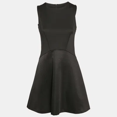 Pre-owned Sandro Black Jersey And Textured Crepe Mini Dress S