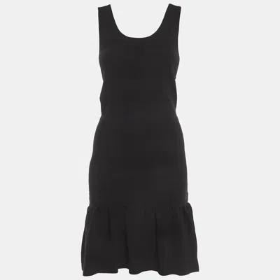Sandro Black Jersey Knit Ruffle Hem Mini Dress