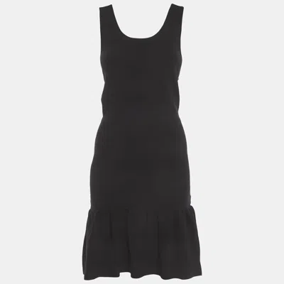 Pre-owned Sandro Black Jersey Knit Ruffle Hem Mini Dress M