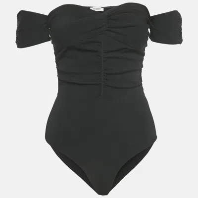 Pre-owned Sandro Black Jersey Ruche Off-shoulder Top M