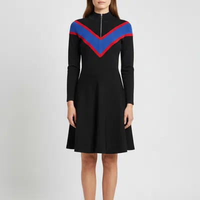 Pre-owned Sandro Black Knit Long Sleeve Flared Midi Dress L