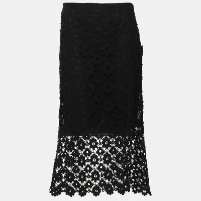 Pre-owned Sandro Black Lace Midi Skirt M