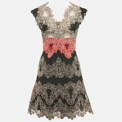 Pre-owned Sandro Black Lace V-neck Mini Dress M