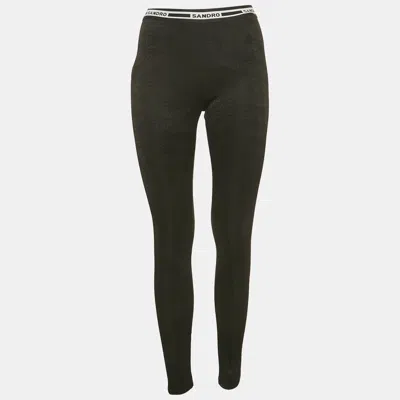Pre-owned Sandro Black Monogram Jersey Leggings S