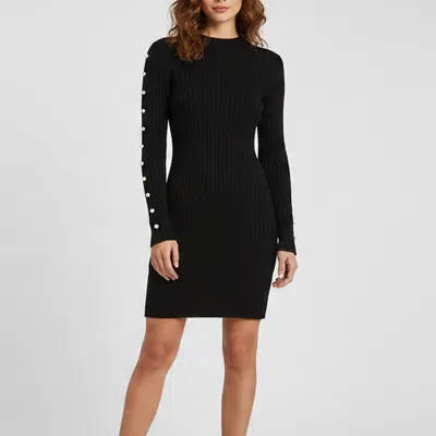 Pre-owned Sandro Black Pearl Embellished Rib Knit Mini Dress S
