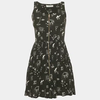 Sandro Black Printed Silk Mini Dress