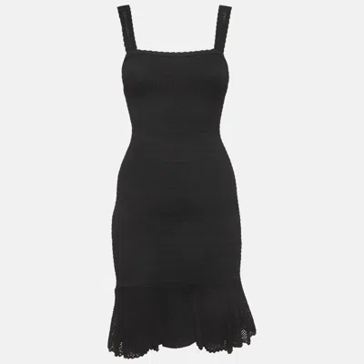 Pre-owned Sandro Black Shirring Jersey Mini Dress Xs